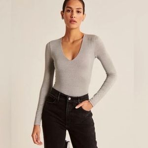 Abercrombie V-Neck Silver Sparkle Bodysuit